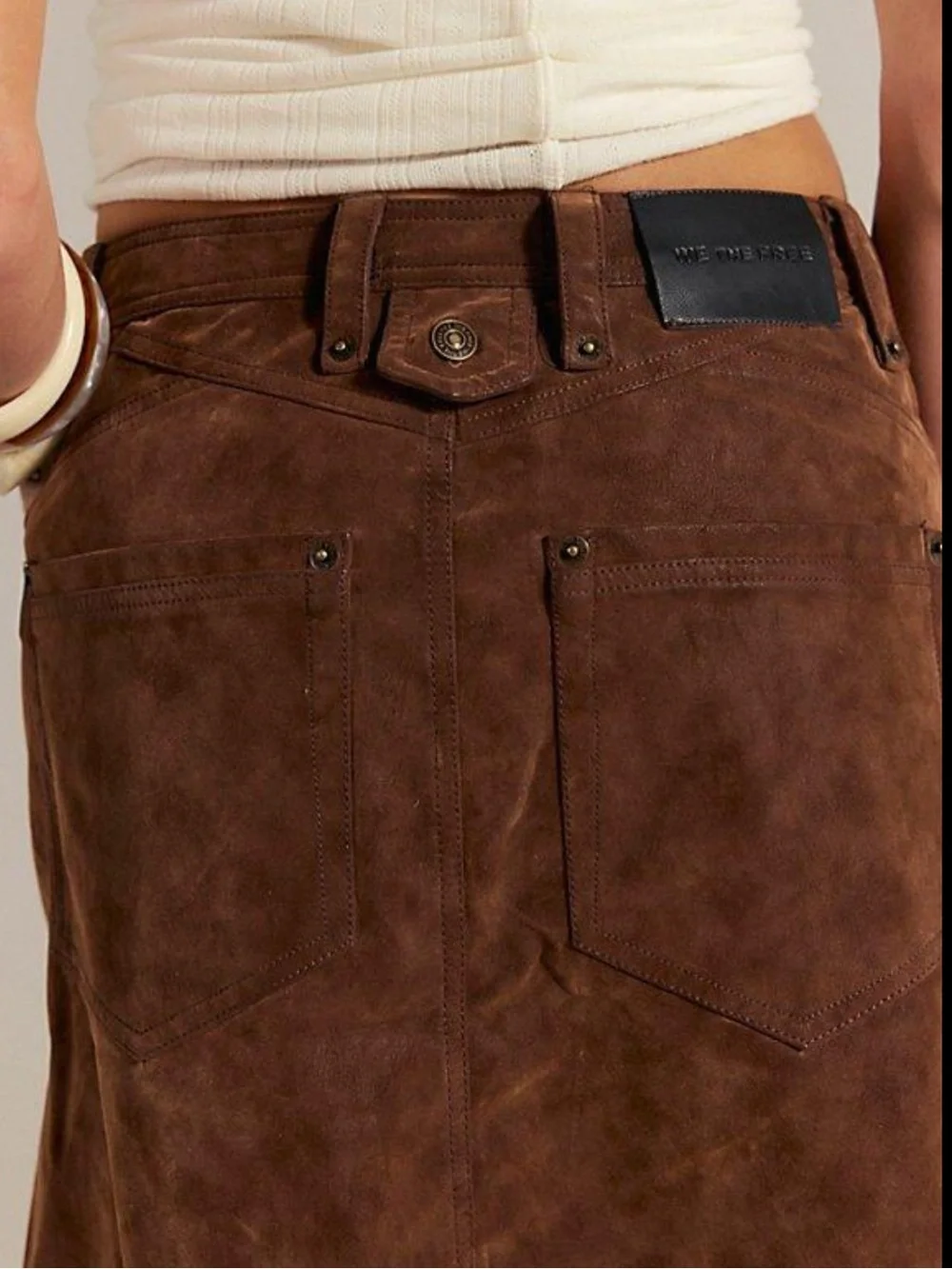 NWT Free People We The Free Suzy Suede Midi Skirt